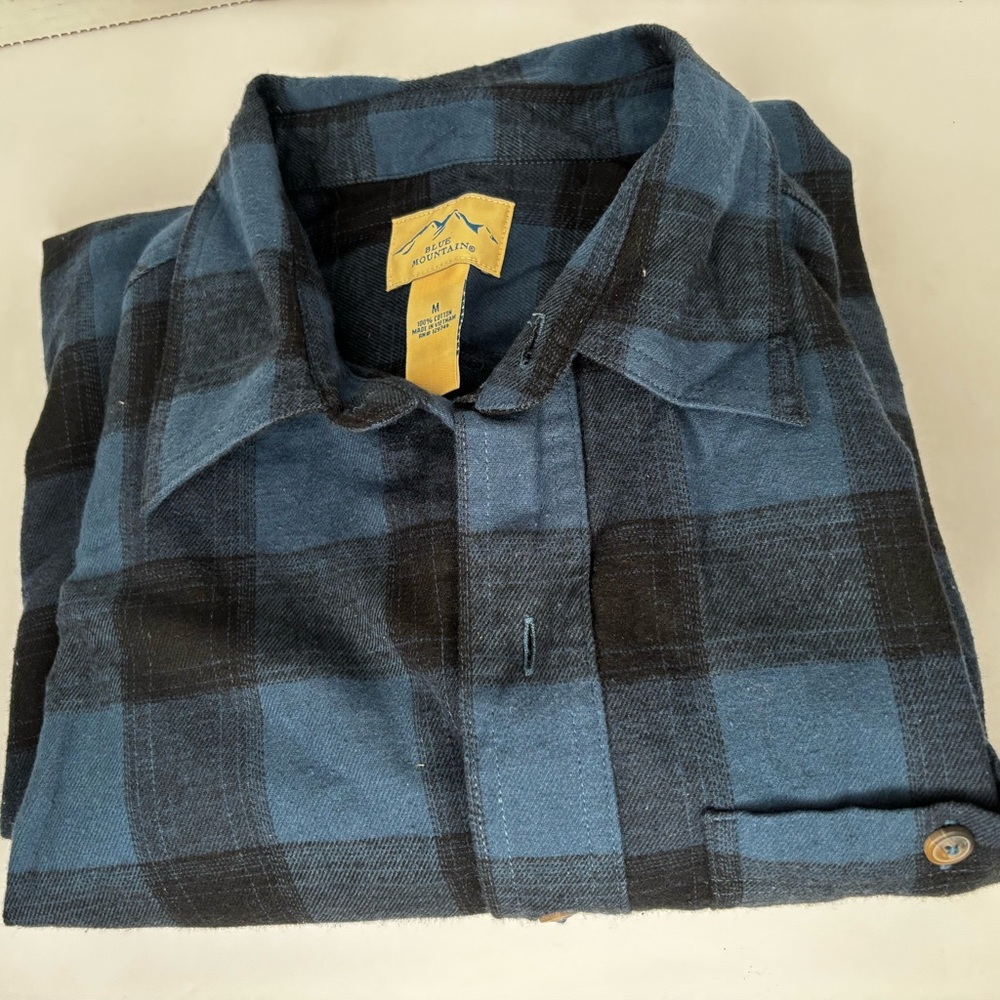 Blue and Black Plaid Men's Shirt